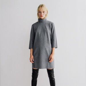 Zara Soft Touch Mock Neck Midi Sweater Dress